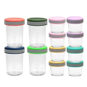Mixed Glass Food Storage Jars with Lids – 4 oz (8) + 8 oz (4) Pack – Baby Food, Breast Milk, Snacks, Puree, Reusable Containers for Meal Prep & Spice Storage,Dishwasher Safe, Perfect Gift Set