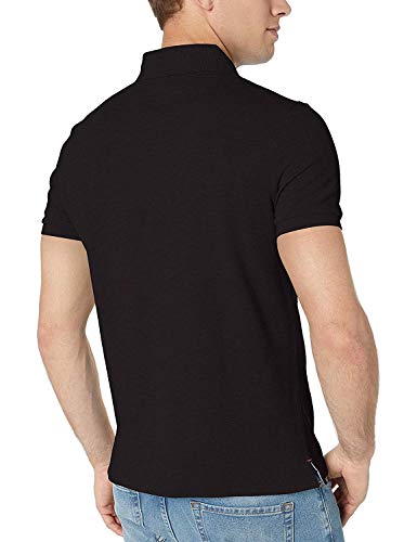Tommy Hilfiger Men's Short Sleeve Polo Shirt in Classic Fit, Tommy Black Large