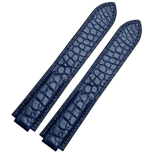 Bracelet crocodile 18mm bleu convexe pour éviter le jeu de boîtier