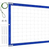 Professional Volleyball Net Outdoor Heavy Duty, All-weather Durable,10 Grommets, Thickened Double-sewing 600D Nylon Edges, Extended Aircraft Wire Rope, for Backyard Campus Beach Pool,32x3FT