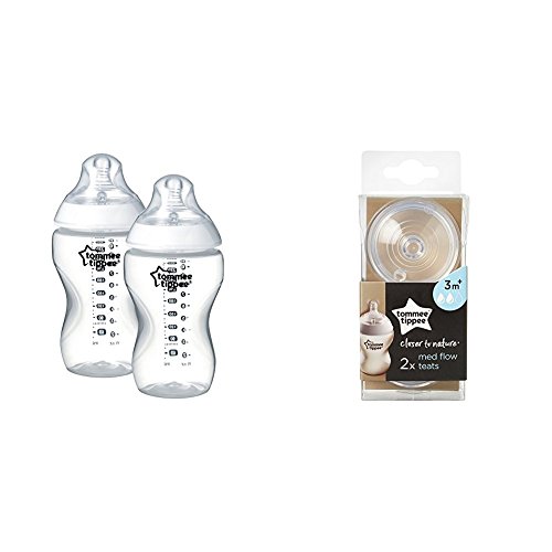 Tommee Tippee Closer to Nature Clear Bottles, 340 ml, 2 Count with...