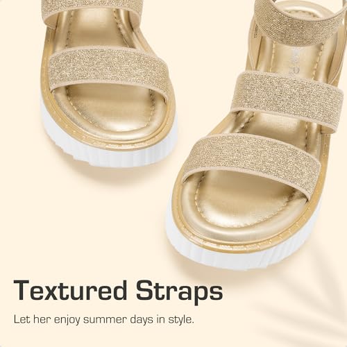 Image of DREAM PAIRS Girls Flatform Wedge Open Toe Platform Summer Sandals with Buckle Ankle Strap for Little Kid /Big Kid