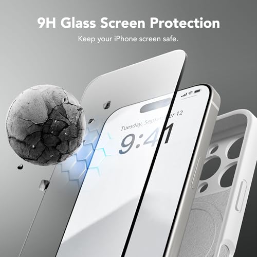 Image of Magnetic for iPhone 16 Pro Case, Compatible with MagSafe, [Full Camera Protection][Screen Protector] Silicone Shockproof Protective Phone Case for iPhone 16 Pro 6.3 inch, White