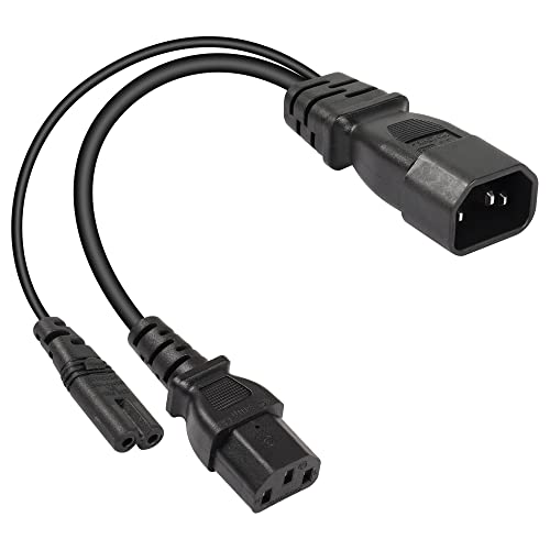 Image of CERRXIAN 1FT C14 to C7 + C13 Y Splitter Power Cable,IEC 320 C14 Male to C7+C13 Female AC Conversion Cable,for Computer,Projector, Scanner,Printer,Etc