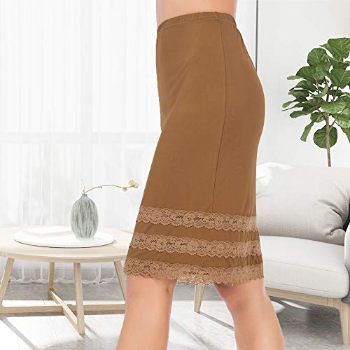 Image of MANCYFIT Half Slips for Women Underskirt Dress Extender Lace Trim Knee Length Midi Skirt 19-26 inch Length