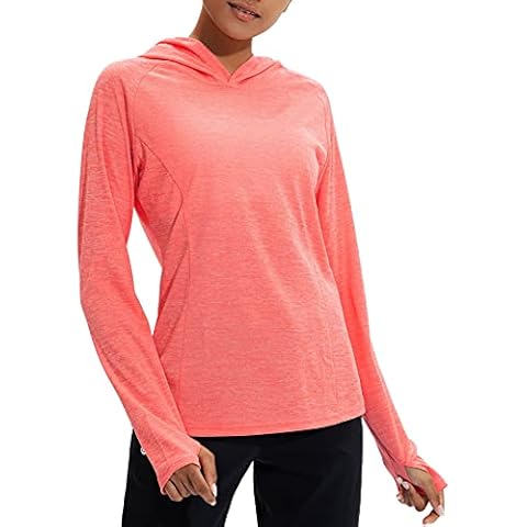 Women's Long Sleeve Shirts UPF 50+ Sun Protection Hoodie Lightweight Shirt Hiking Fishing Running Outdoor Shirts for Women, Red, Large Cover