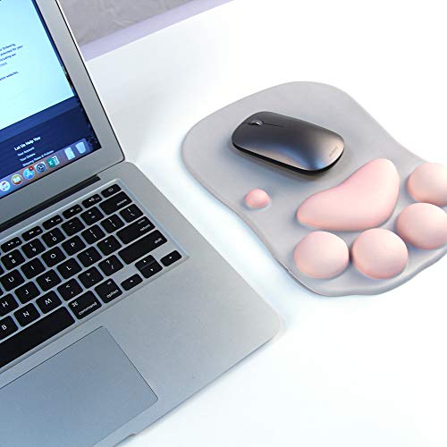 image for SHEOB Cat Paw Mouse Pad with Wrist Support Soft Silicone Wrist Rests W
