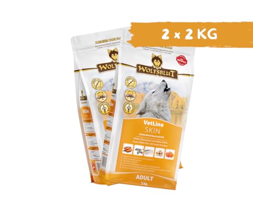 Wolfsblut Vetline Hundefutter - Skin & Coat, 2x2kg - Sparbundel, Sparpaket - inklusive Warnicks Tierfutterservice Hundesnack Goodie