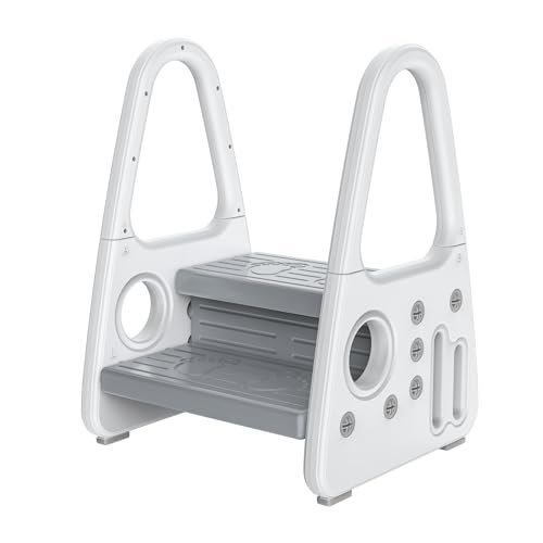 Gupamiga Taburete para Niños Pequeños, Escalón con Asas para Infantiles para Cocina o Entrenamiento para IR al baño (Dos Pisos)