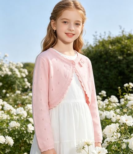 Image of 2Pcs Girls' Knit Toddler Cardigan Cotton Soft Button Closure Bolero Shrug Shawl Shirt Sweater