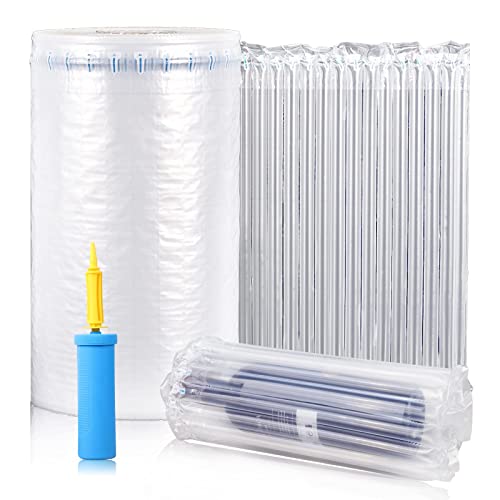 Inflatable Bubble Wrap Roll,12 Inch X131 Feet, Inflatable Air Pillow Column Wrap For Packaging Moving Shipping Delivering,Inflatable Air Column Bubble Bag Wine Bottle Protector With Free Pump #TOP24