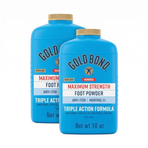Gold Bond Medicated Talc-Free Foot Powder 10 oz., Maximum Strength Odor Control & Itch Relief (Pack of 2) - image 1