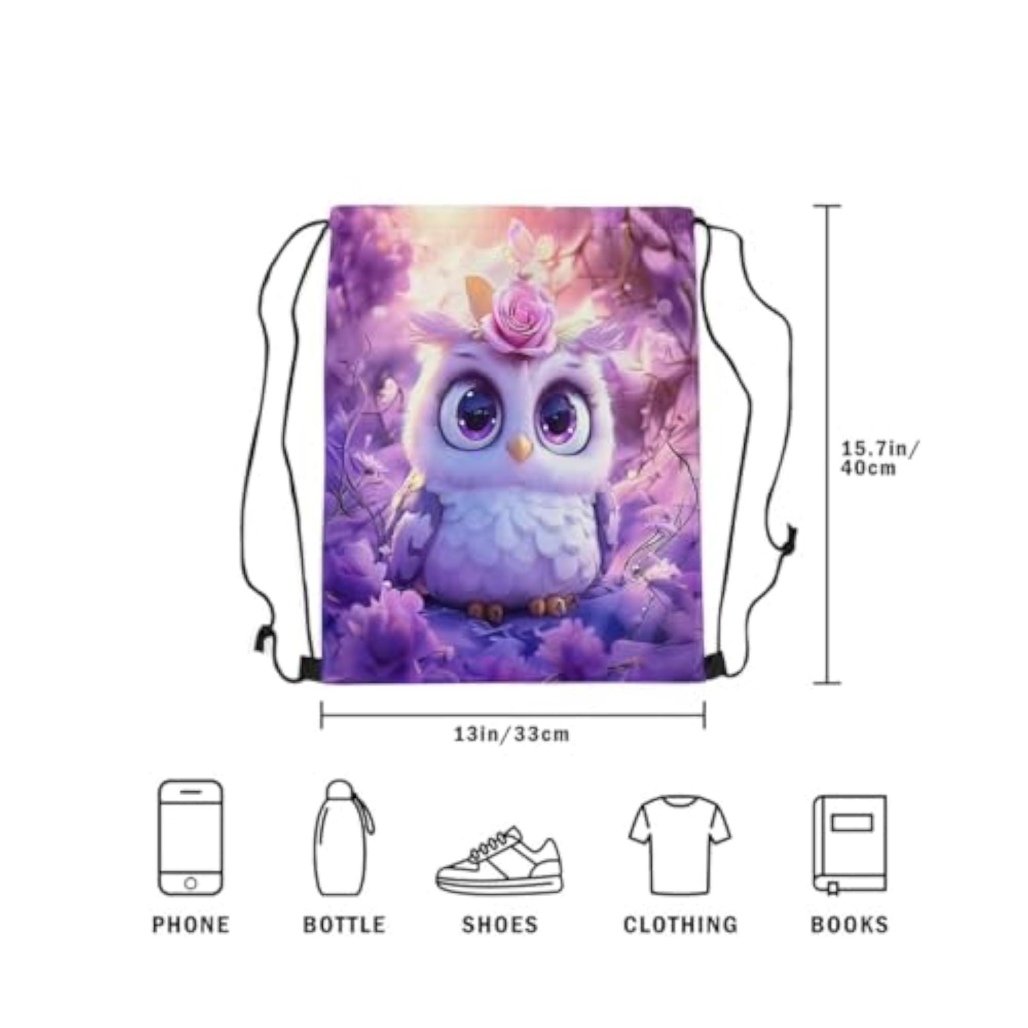 Kawaii Unicorn Drawstring Backpack, Cute Gym Bag