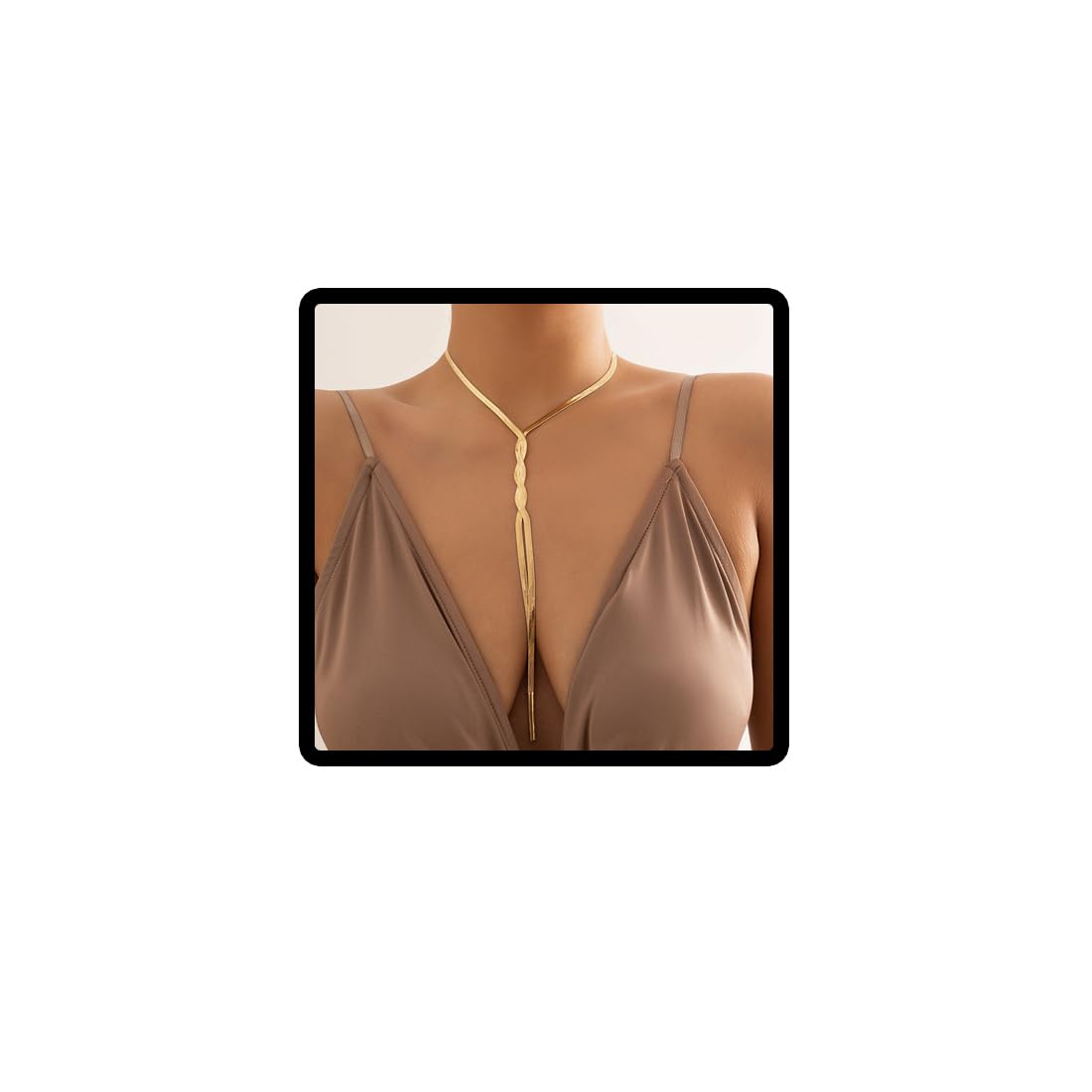 Cubahop collar simple y largo collar minimalista collar nudo collar cadena de hueso de serpiente mujer y niña joyas ajustables