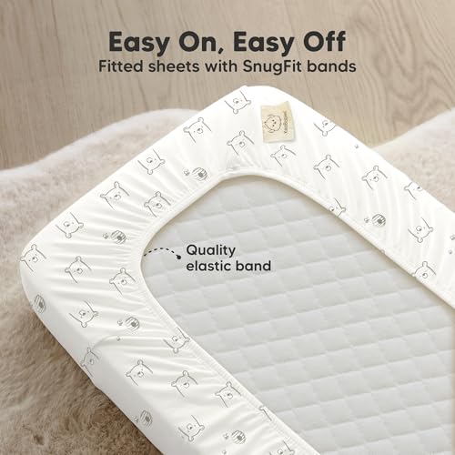 Image of 2pk Organic Bassinet Sheets, Compatible with Baby Delight (Bumble Bear) | 100% Cotton Bassinet Sheets for Boys, Girls, 32 x 21 Rectangle Baby Bassinet Mattress Sheets, Soft Breathable Bedside Cover