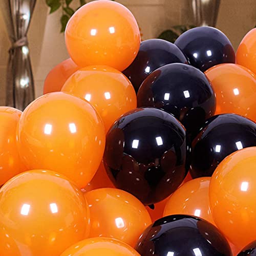 Black Orange Balloons Kelfara 60Pcs 12Inch Matte Black Orange Latex Balloon And Confetti Balloon For Halloween Celebration Trick Or Treat Party Spooky Ghost Party Bar Anniversary Graduation Decoration #TOP3