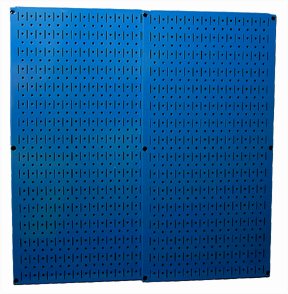 Image of Wall Control 30-P-3232BU Blue Metal Pegboard Pack & KT-400-WRK B Slotted Tool Board Workstation Accessory Kit for Wall Control Pegboard Only, Black