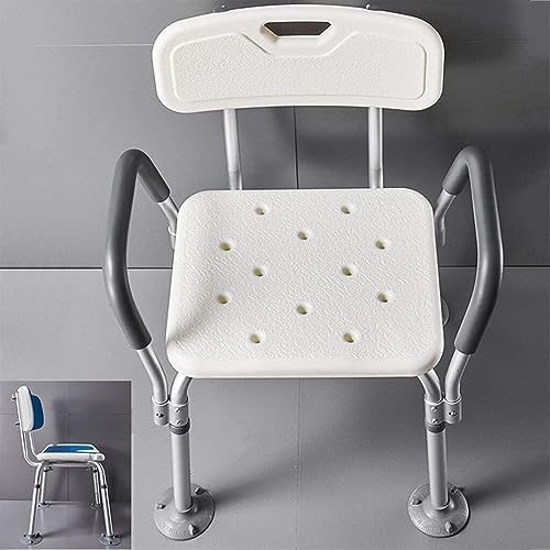 Tabouret de douche réglable avec dossier et poignées pour senior - 6