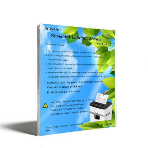NCWANG 12PACK Paper Shredder Lubricant Sheets with Shredder Oil for...
