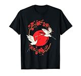 Kranich Rote Sonne Storch Tier Japan Origami Vogel Japanisch T-Shirt