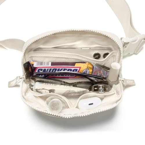 Image of Belt Bag for Women Two-Way Zipper Fanny Pack Crossbody Bags for Women Fashion Waist Packs Cross Body Fanny Pack with Adjustable Strap Gifts for Teen Girls (Ivory)