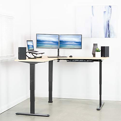 VIVO Electric Motor Sit Standing Height Adjustable Corner 3 Leg Desk Frame, Frame Only, Sit Stand Ergonomic L Frame, DESK-V133E - Thumbnail 2