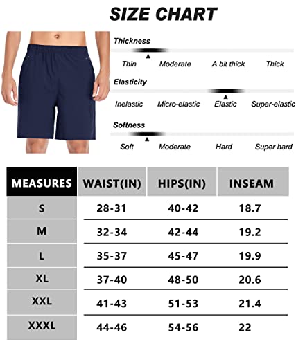 Selovzz Mens Big And Tall Basketball Shorts 7 Inch Inseam Quick Dry Lightwight Workout Running Casual Active Short With Zipper Pockets (Navy, Us M) #TOP6