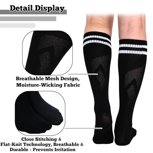 Nydotd 3 Pairs Kids Soccer Socks Striped Knee High Socks Athletic Football Baseball Softball Sock for Boys Girls — view 5