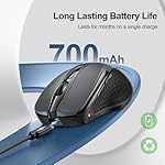 TECKNET Wireless Mouse (BT5.0/3.0 & 2.4G) Rechargeable 4800 DPI Silent USB A & Bluetooth Mouse 6 Buttons, Wide Compatibility - Grey - Image 3