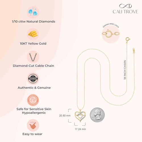 Cali Trove 1/10ct Natural Diamond Double Heart Infinity Pendant Necklace for Women | 10KT Gold Heart Infinity Pendants for Her |Mother's day Jewelry Gifts in Pink, White or Yellow Gold - Image 5