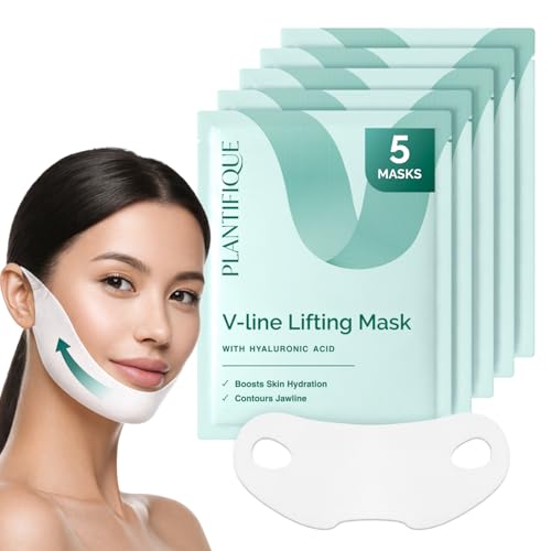 PLANTIFIQUE Double Menton Masque Visage V-Line 5 Ceintures Gaine Femme et Homme Idée Cadeau Hydrate et Rafraîchit Définissez l’Apparence de Mâchoire au...