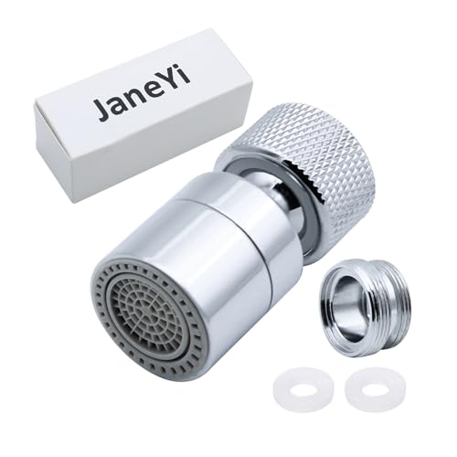 JaneYi 360° Swivel Tap Aerator Water Saving Faucet Brass Adjustable 2 Modes Kitchen Bathroom Faucet Bubbler Filter with Nozzle Adapter - for Taps with M22 External Thread or M24 Internal Thread Nozzle