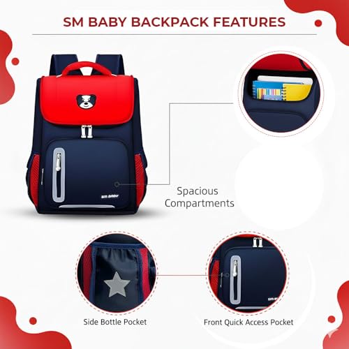 Image of Bear Print Flap School Bag for Boys Girls 6-10 Years Waterproof Lightweight Kids Backpack Large Capacity Student Bag for Books & Padded Straps & Back Support