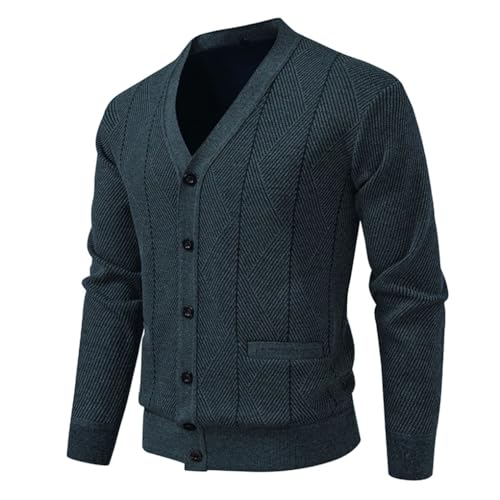 Men's Cardigan Sweaters V-Neck Single Breasted Casual Solid Color Knitted Sweater2