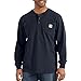 Carhartt Mens Loose Fit Heavyweight Long-Sleeve Pocket T-Shirt (Big and Tall) Henley Shirts, Navy, Large Tall US