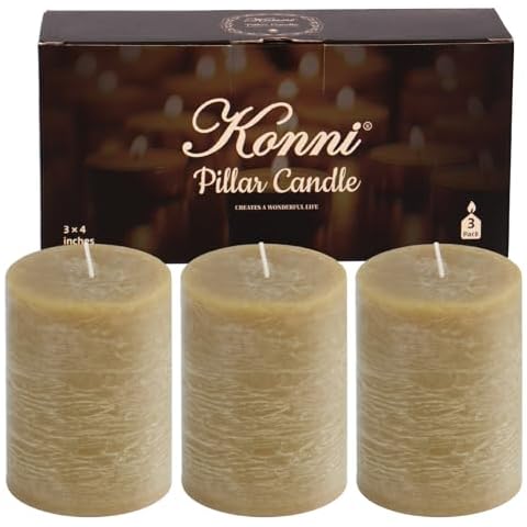 KONNI 3-Pack Yellow Pillar Candles Cover