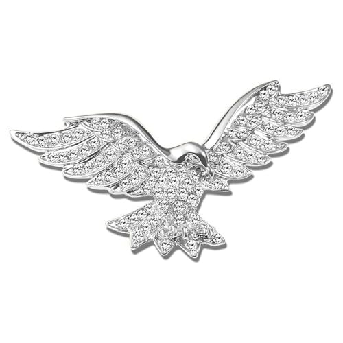 Image of Fashion Crystal Eagle Bird Brooch Pin Full Cubic Zirconia Hawk Suit Pin Rhinestone Animal Eagle Lapel Pin Jewelry for Women Men Gifts