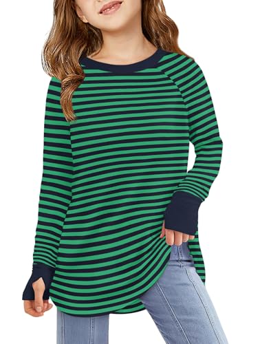 Image of Haloumoning Girls Striped Long Sleeve Shirts 5-14 Years