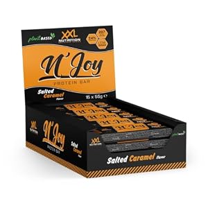 XXL Nutrition – N’Joy Vegan Protein Bar – 13 Gram Eiwit – Eiwitrepen & -snacks, Proteine Repen – Eiwitreep Salted Caramel – 15 Pack
