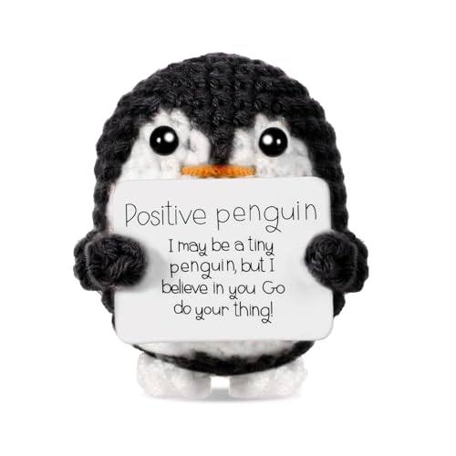 Sitbfoam Regalo Pinguino Positivo, Mini Regali Pinguini da 2,6 Pollici con Biglietto, Regalo Filo della Pazienza, Regali di Incoraggiamento per Fidanzata (Pinguino-Nero)