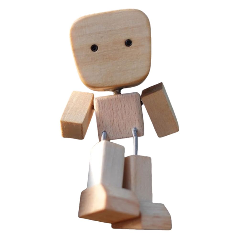 Shaking Feet Wooden Man Doll - Handmade Wood Shake Auto Ornament & Car Air Freshener, Fun Car Dashboard Decoration for Travel/Commutes/Home (A-With magnet)