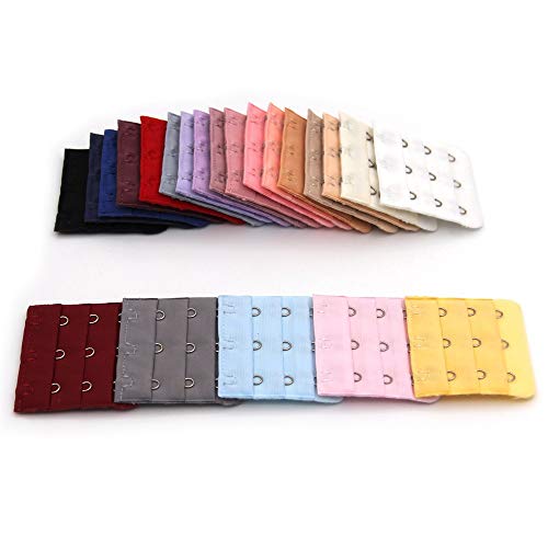 Kloud City 22 Pcs Assorted Colors Women 3-Hook 3 Rows Spacing Bra Extender Strap #TOP3