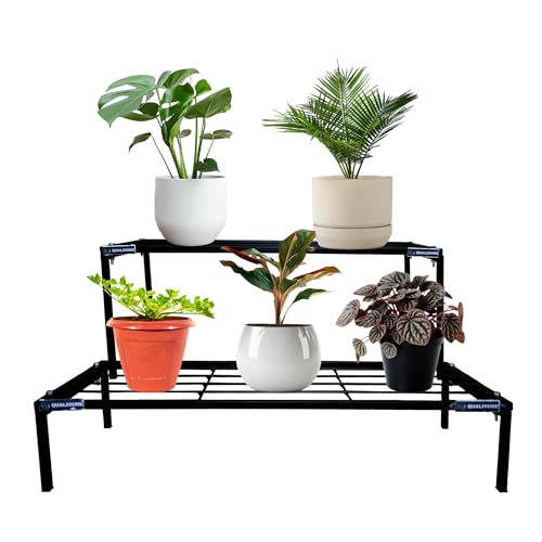 Image of Big Size Iron Stand - 2-Tier Plant Stands for Balcony 2 Step Plant Stand for Plants in Balcony Pot Stands for Plants in Balcony Gamla Stand - Sturdy Rustproof Indoor /Outdoor Use
