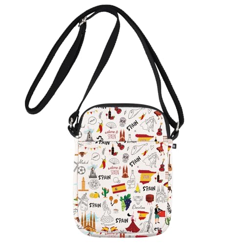 JNIAP Spanish Crossbody Bag Spain Trip Gifts Spain Themed Travel Purse Spain Crossbody Purse Spanish Shoulder Bag