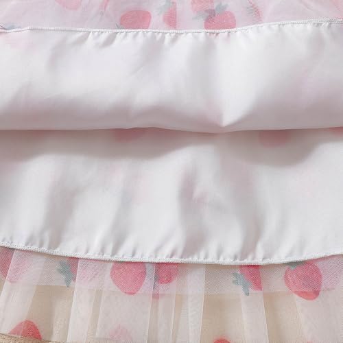 Girls Casual Tulle Tutu Dress Baby Toddler Ruffle Short Sleeves Crewneck Bow Princess Party Dresses3