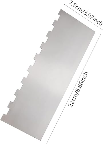 Miniatura 9 de Raspador de acero inoxidable de 8.6 pulgadas para tartas, raspador de metal para nivelador más suave para tartas, peine para decoración de pasteles,