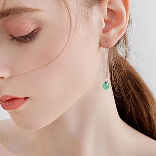 Tirdkid Jade Earrings For Women Girls，Green Jade Drop Earrings，925 Sterling Silver Earrings，Hypoallergenic Dangle Earrings，Good Luck Handmade Earrings Gift For Her (Dangle) #TOP2
