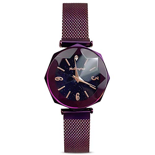 Preisvergleich Produktbild RORIOS Fashion Damen Analog Quarzuhr Armbanduhren Mesh Sternenklarer Himmel Armbanduhr