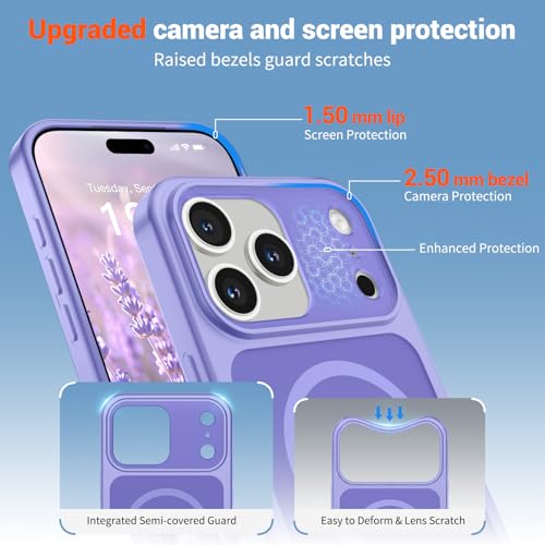 Image of SUPFINE Magnetic for iPhone 17 Pro Case Purple | (Compatible with MagSafe)(Military Grade Drop Protection)(Camera Protection)Translucent Matte Phone Cover