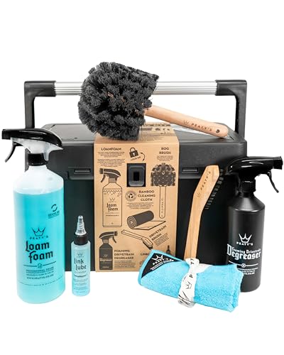 Peatys Complete Bicycle Cleaning Kit - Bike Cleaner Kit with Foam Cleaner Degreaser Chain Lube Bike Cleaning Brushes Cloth and Toolbox Cycling Gifts & Maintenance for MTB E-Bikes Road & Gravel